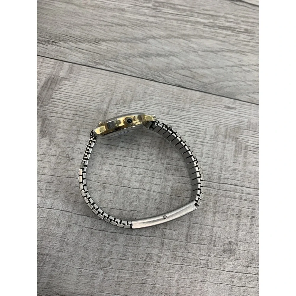 george anthony watch womens silver gold tone stretch band w locking clasp Workin